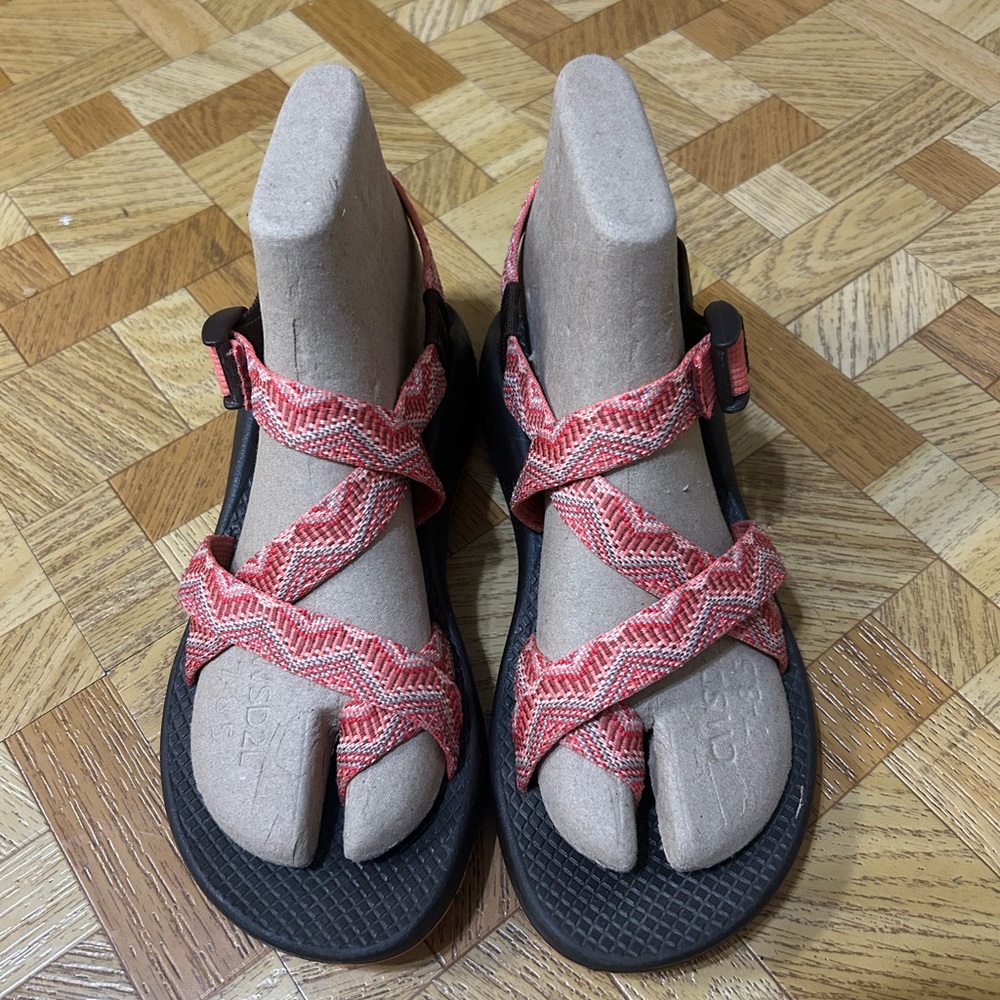 CHACO Pink, Orange, and White Athletic Strappy Sandals